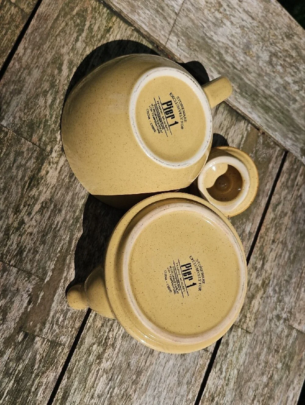 Pier 1 Yellow Speckled Ceramic Tea-for-One Set